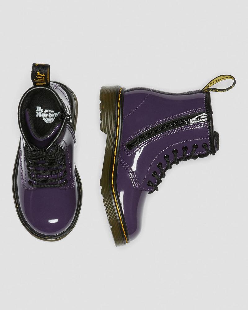 Dr Martens Toddler 1460 Lak Læder Snørestøvler Børn Lilla | DK 702DFM